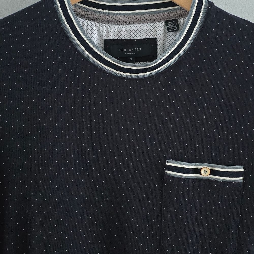 Ted Baker Glaad Pique Mini Spot T-shirt In Navy Size 3/M - Picture 4 of 5